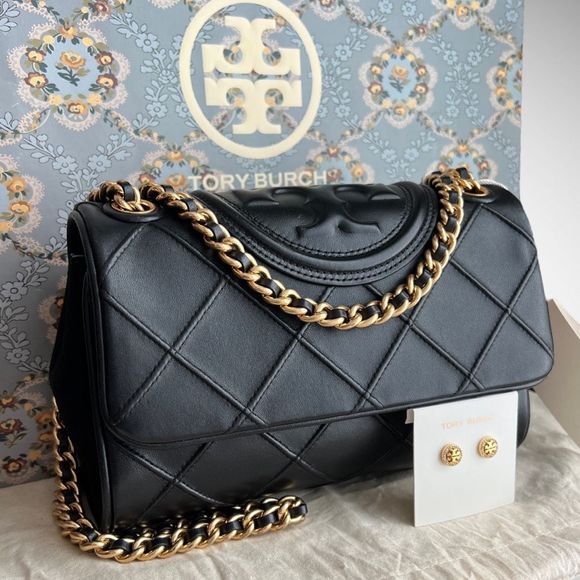 AUTH Tory Burch Black Fleming Soft Shoulder Bag - Picture 1 of 10